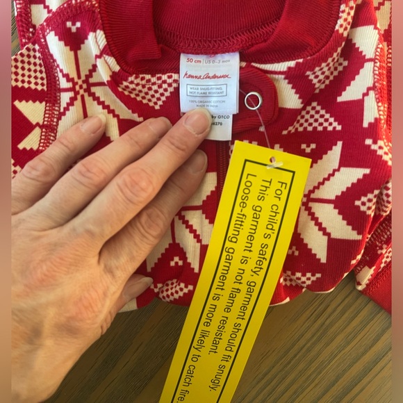 NWT 2 Hanna Andersson Infant Girl's Christmas Red White Falala Zip Sleepers 0-3M - Picture 6 of 6